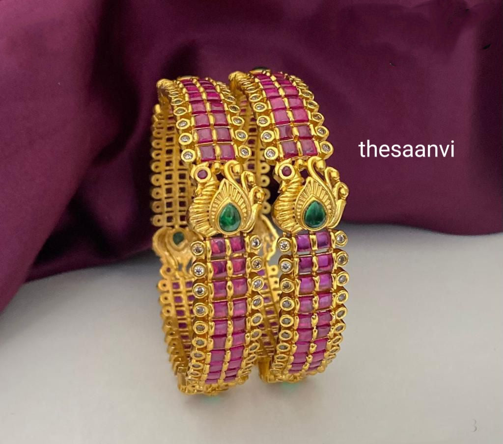 RED AD STONE PEACOCK BANGLE
