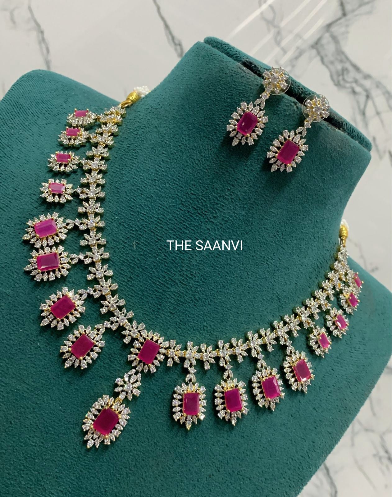 ZOYA AD PARTYWEAR NECKLACE SET (RED)