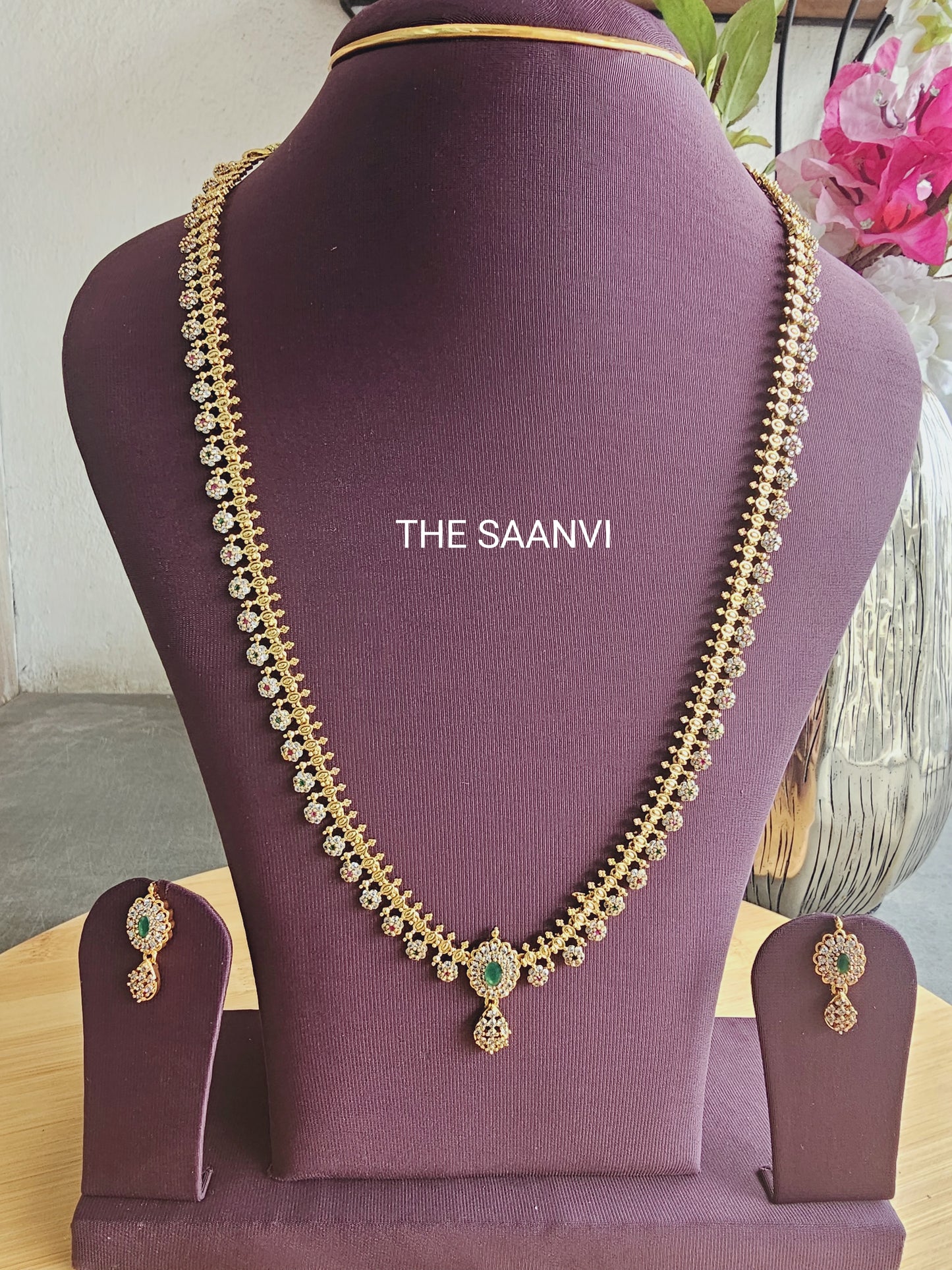 PREMIUM AMERICAN DIAMOND STONE HARAM SET