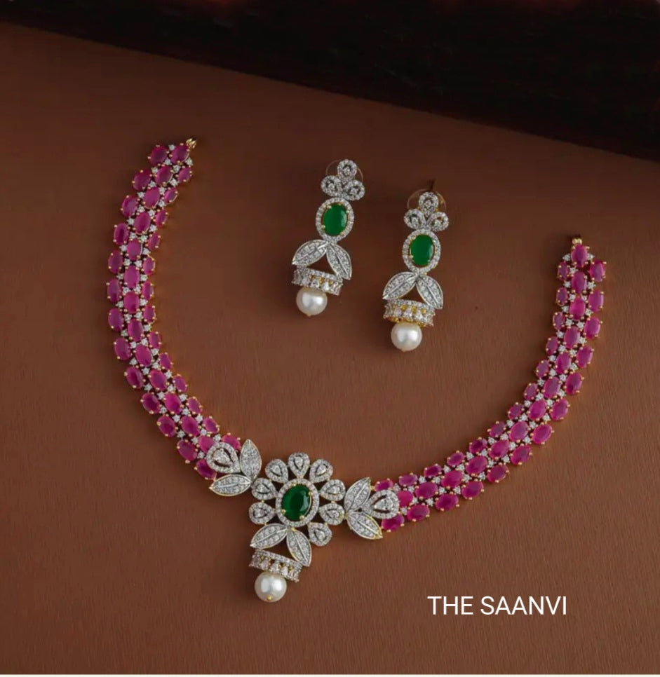 SARA PREMIUM AMERICAN DIAMOND NECKLACE SET