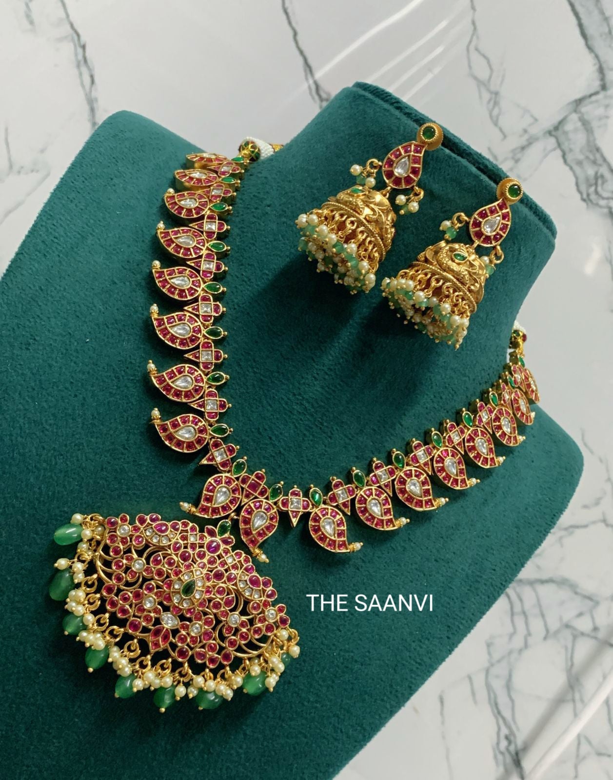 TWO IN ONE PREMIUM KEMPSTONE NECKLACE SET (MULTICOLOURED &GREEN)