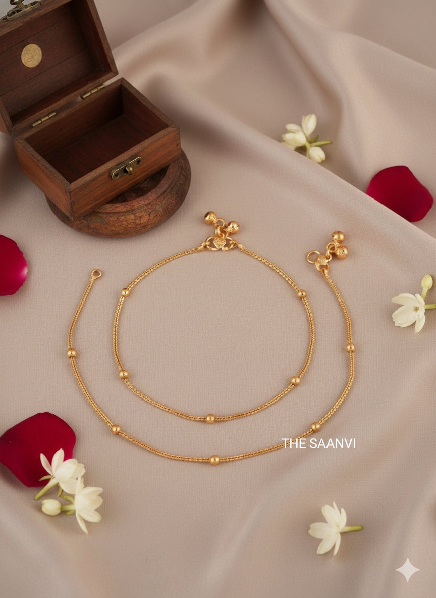 SONIYA MICROPLATED GOLD REPLICA ANKLETS(10"5 inches)