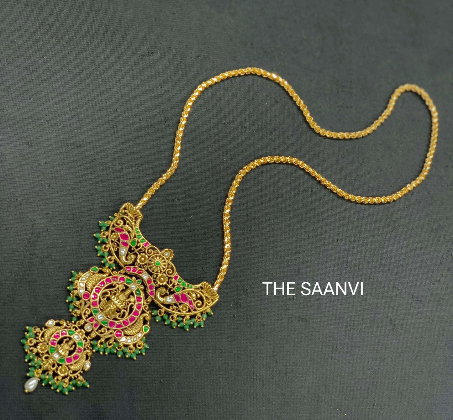 PREMIUM JADAU LAKSHMI PENDANT WITH CHAIN (18" inch chain )
