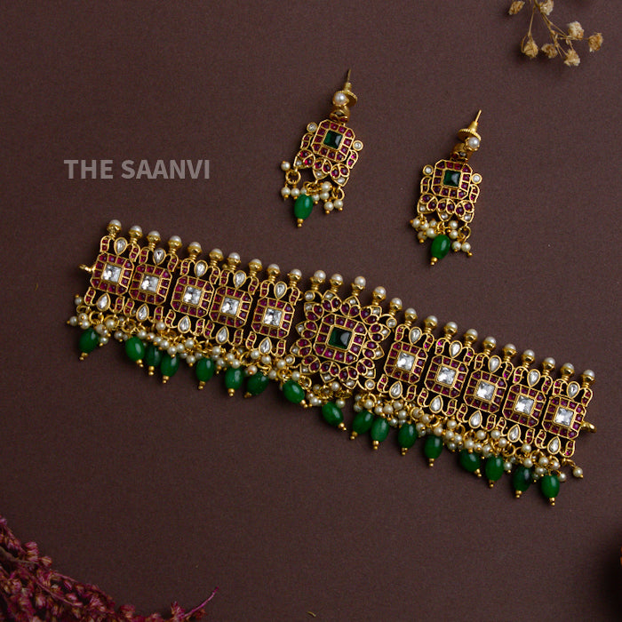 PREMIUM KEMPSTONE & KUNDAN CHOKER SET