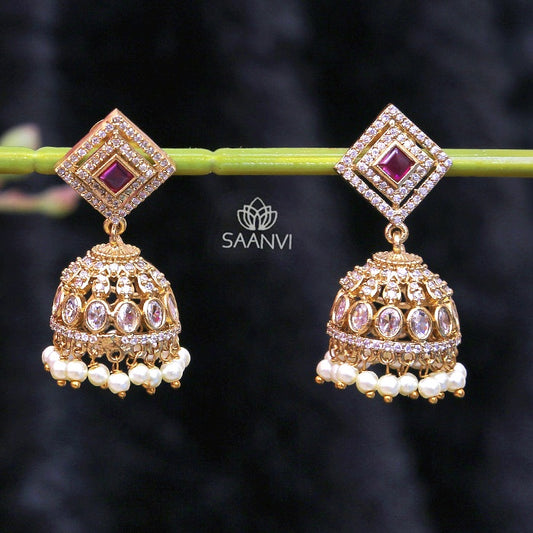 RED&WHITE AD STONE JHUMKA