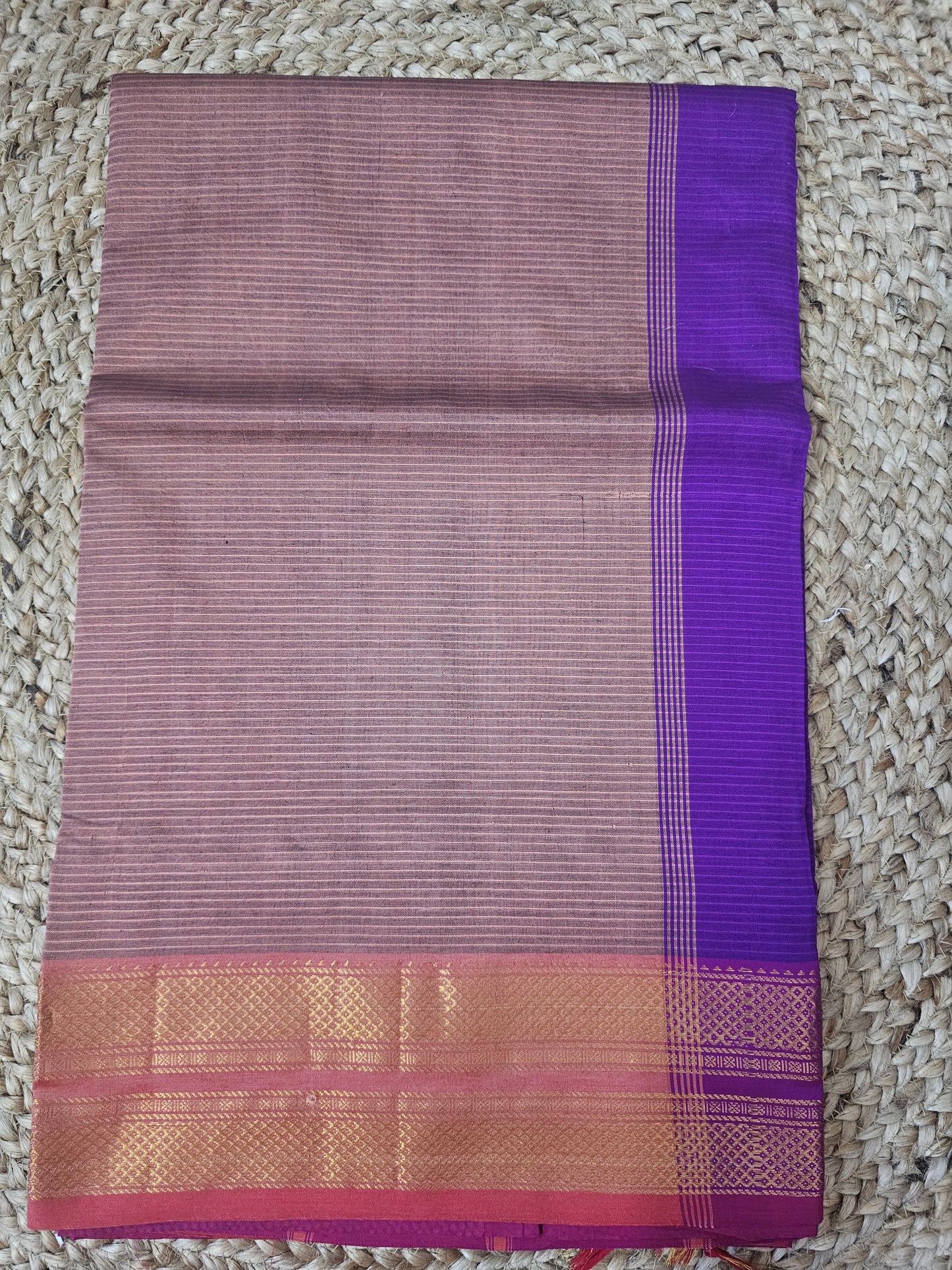 PASTEL PINK WITH PURPLE CHETTINAD COTTON SAREE