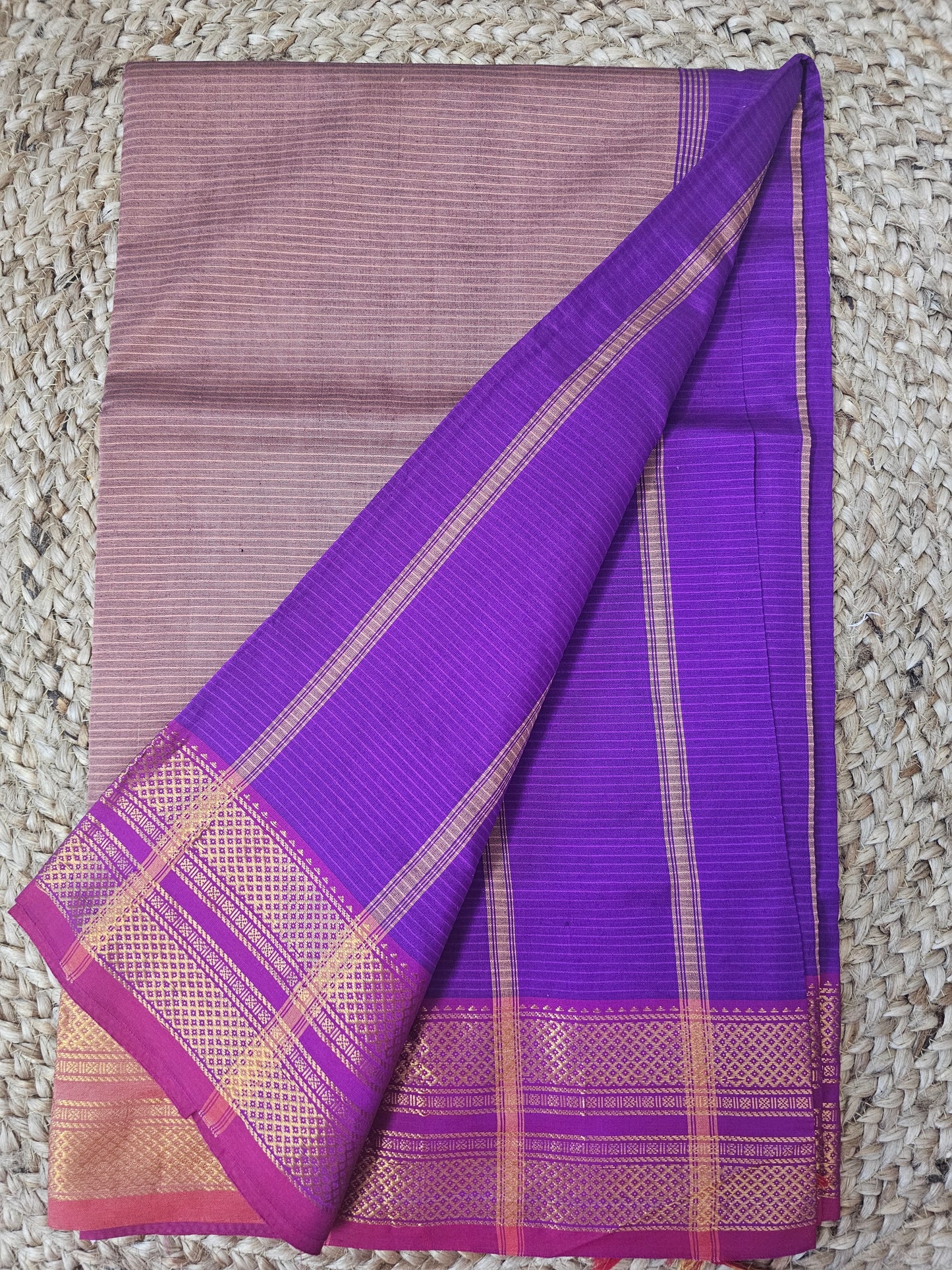 PASTEL PINK WITH PURPLE CHETTINAD COTTON SAREE