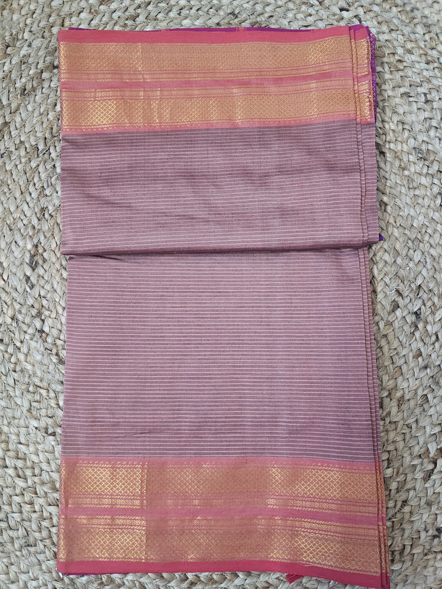 PASTEL PINK WITH PURPLE CHETTINAD COTTON SAREE