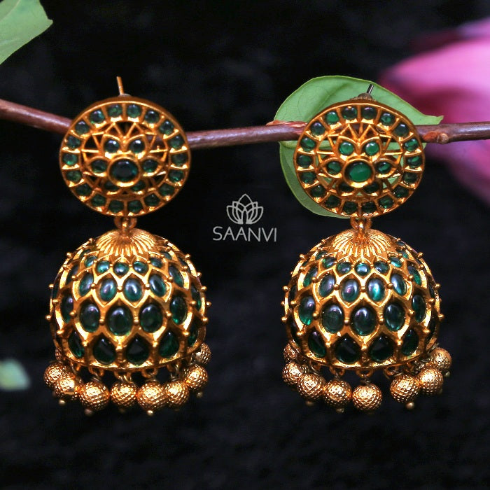 EMERALD STONE HEAVY JHUMKA