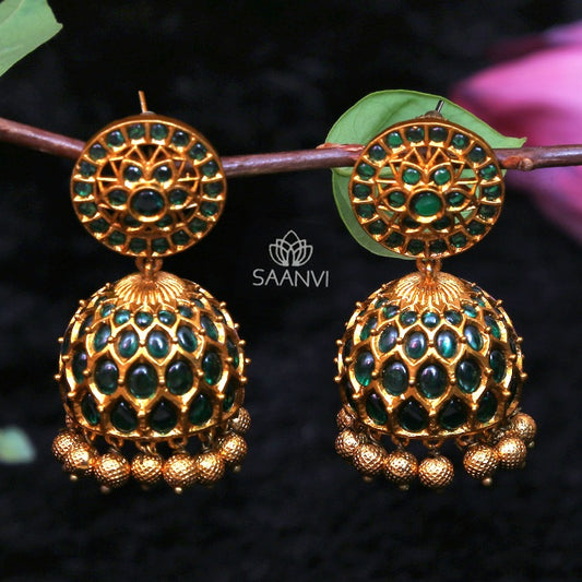 EMERALD STONE HEAVY JHUMKA