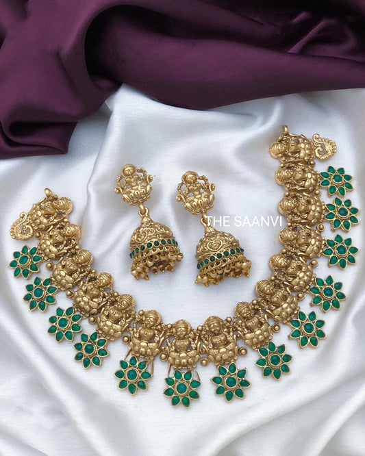 BUDGET GREEN STONE ANTIQUE DEVI NECKLACE