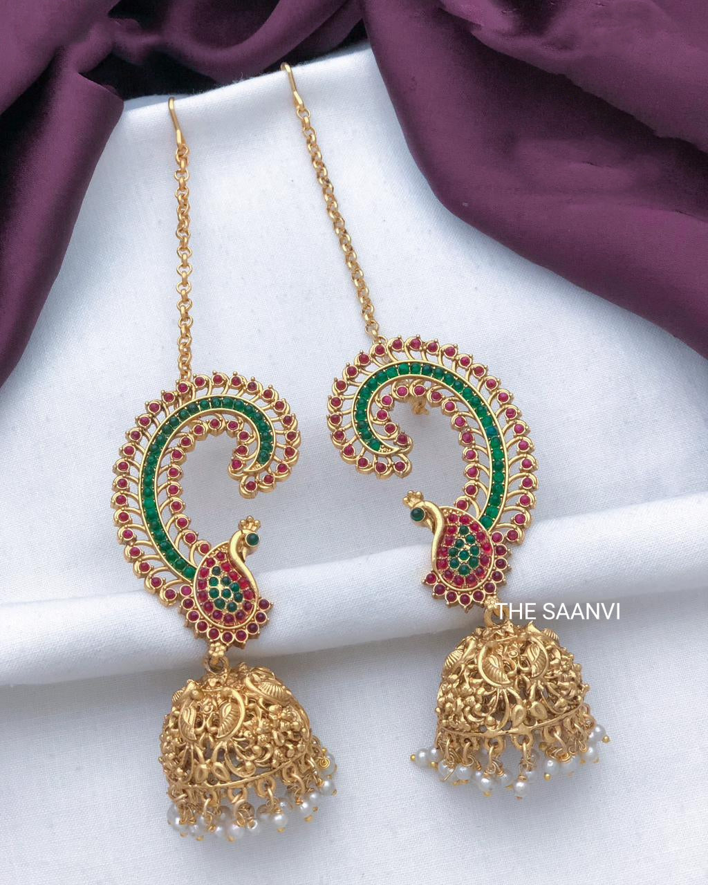 BRIDAL PEACOCK DESIGN EAR CUFFS