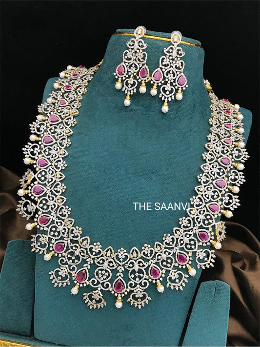 PREMIUM QUALITY AMERICAN DIAMOND STONE HARAM SET