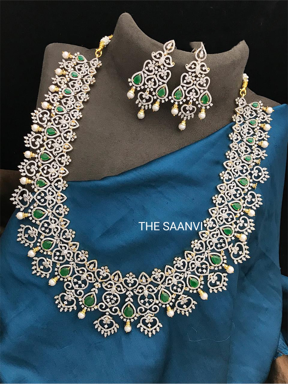 PREMIUM QUALITY AMERICAN DIAMOND STONE HARAM SET