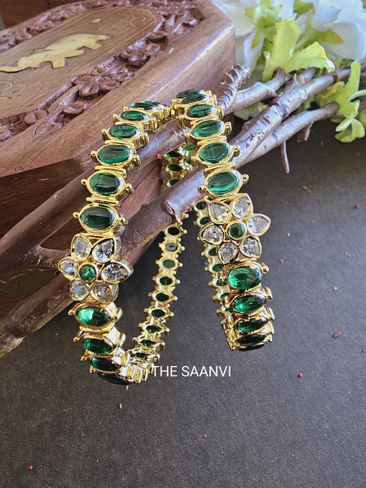 GREEN STONE BANGLES