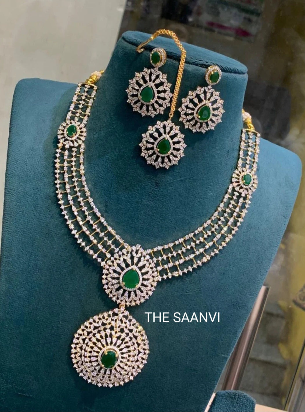 TANVI AMERICAN DIAMOND WITH DETACHABLE PENDANT HARAM SET