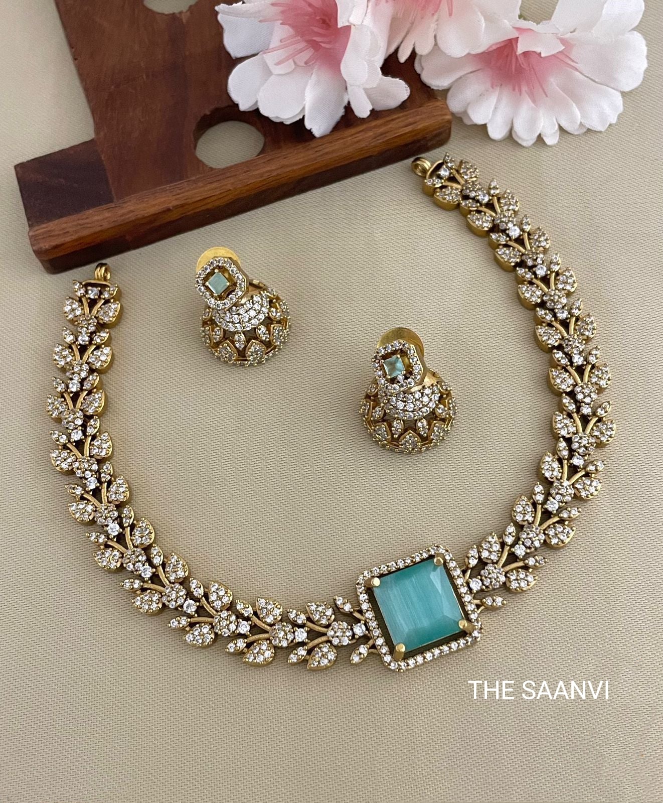 NIDHI AMERICAN DIAMOND STONE NECKLACE SET