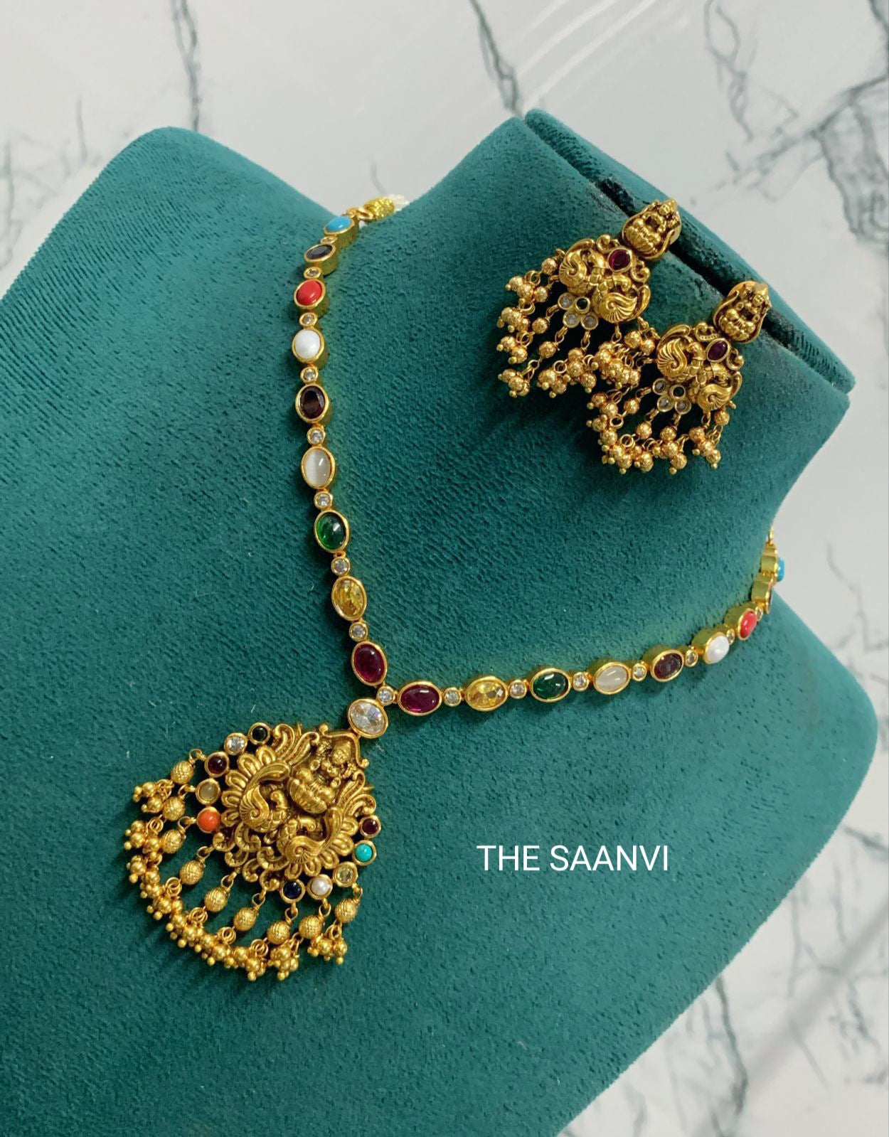 NAVARATNA NECKLACE SET