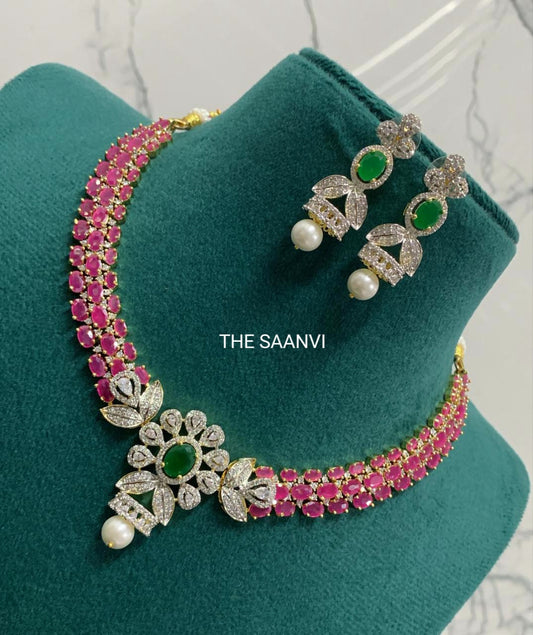 SARA PREMIUM AMERICAN DIAMOND NECKLACE SET