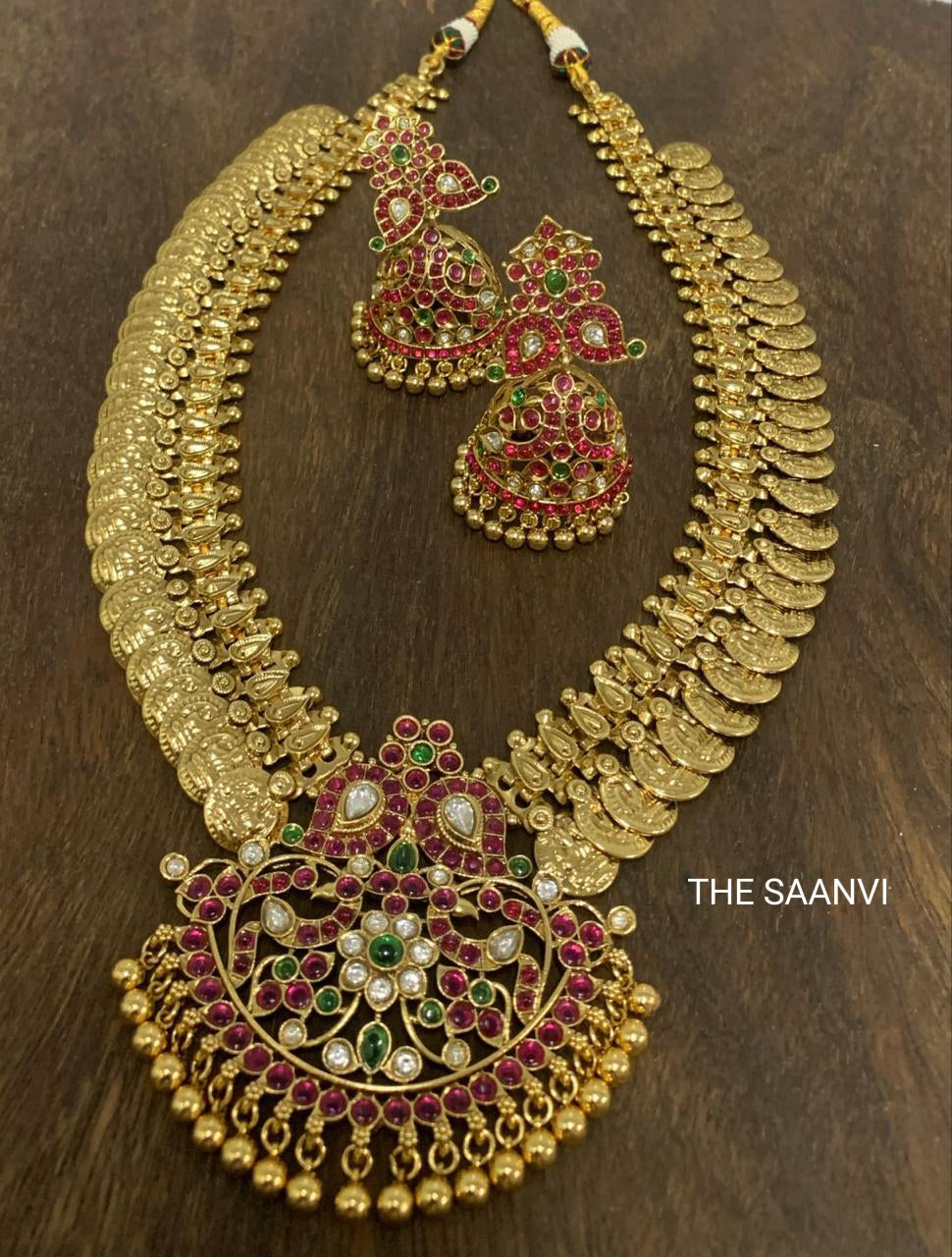 PREMIUM KEMPSTONE PENDANT KASU HARAM SET