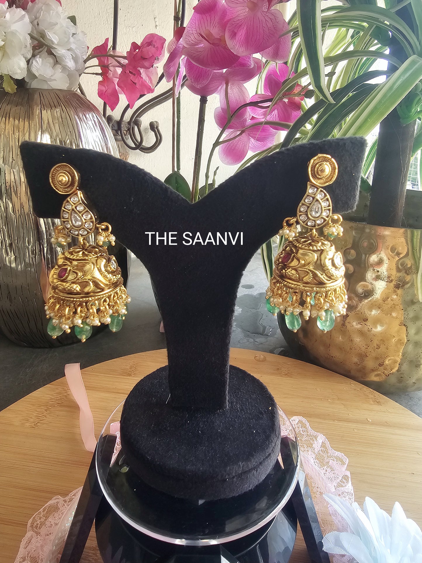 TWO- IN - ONE PREMIUM KEMPSTONE JHUMKA