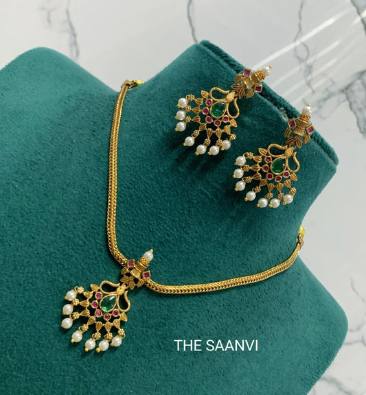 RAMYA PEARL MULTICOLOURED STONE CHOKER SET