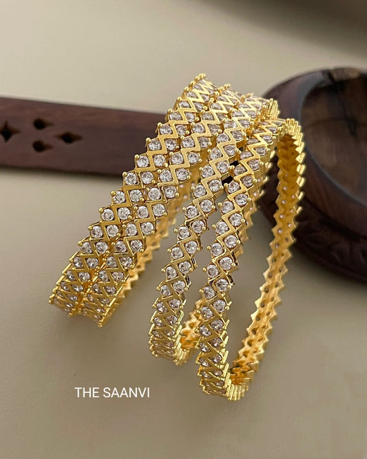 PREMIUM DIAMOND SETTING AD STONE BANGLES ( SET OF 2)