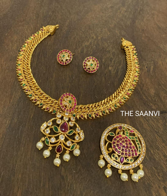 PREMIUM ANTIQUE NECKLACE SET WITH TWO DETACHABLE PENDANTS