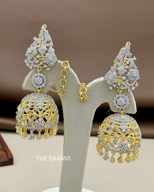KHUSBHU AD  JHUMA WITH ATTACHED EAR CHAINS