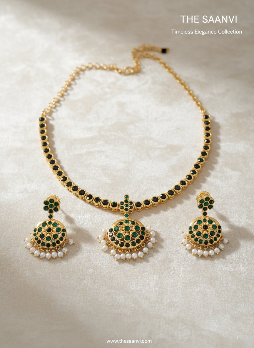 DIVYA TRADITIONAL NECKLACE SET (GREEN)
