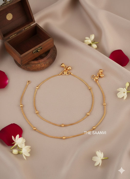 SONIYA MICROPLATED GOLD REPLICA ANKLETS(10"5 inches)