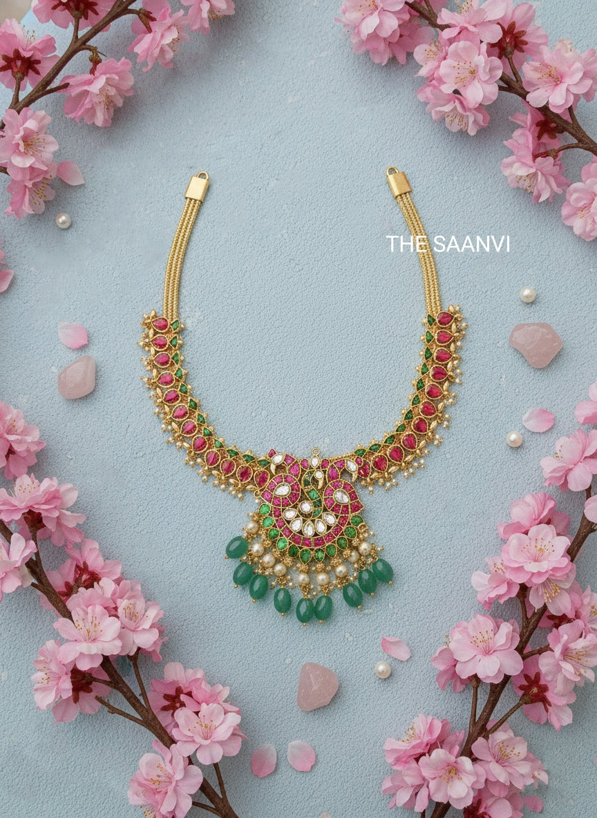 KANIMOZHI REAL JADAU BRIDAL NECKLACE ( WITHOUT EARRINGS)