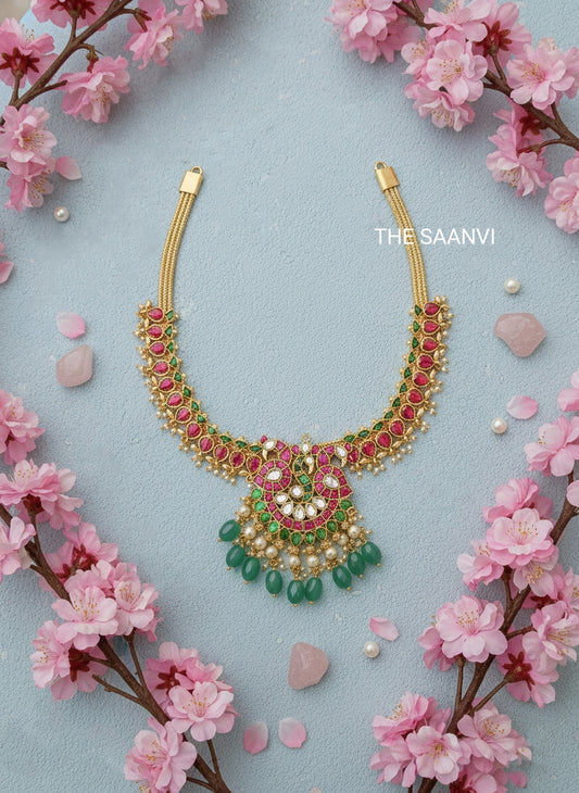 KANIMOZHI REAL JADAU BRIDAL NECKLACE ( WITHOUT EARRINGS)