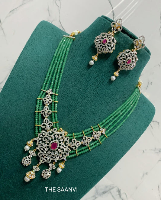 JAANVI PREMIUM AD BEADED HARAM SET
