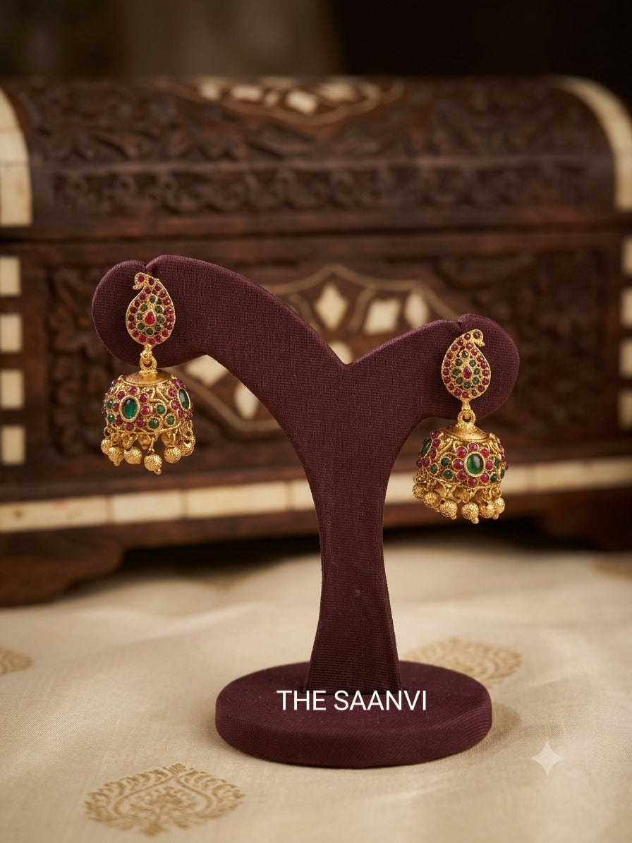 TRADITIONAL PEACOCK DESIGN MULTICOLOURED JHUMKA