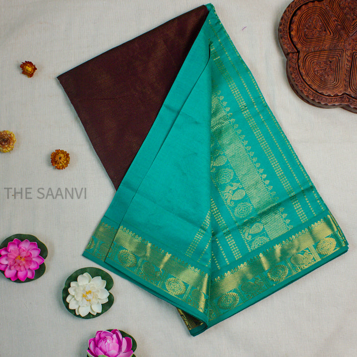 BROWN WITH BLUE VAIRAOOSI SILK COTTON SAREE