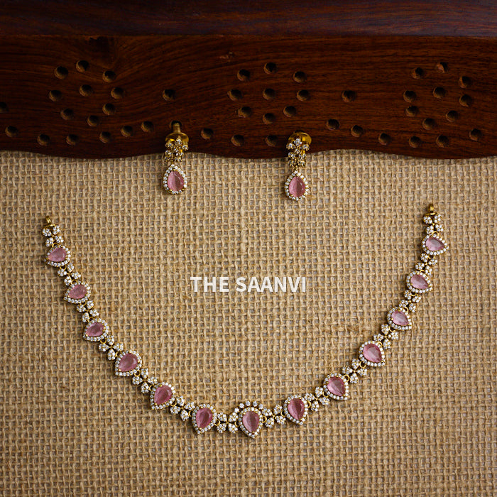 DEWDROP AD MULTICOLOUR STONE NECKLACE