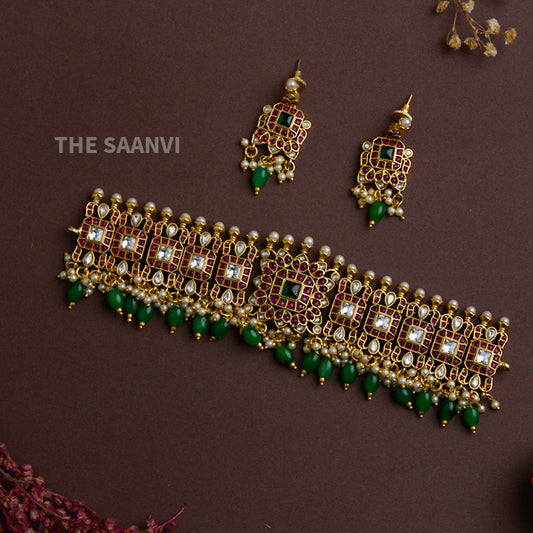 PREMIUM KEMPSTONE & KUNDAN CHOKER SET